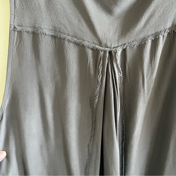 Calypso St. Barth 100% Silk Gray Reverse Seam Fringe Dress Sz‎ M Quiet Luxury - Picture 8 of 10